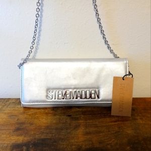 Steve Madden Silver Crossbody/Clutch Card Case Purse